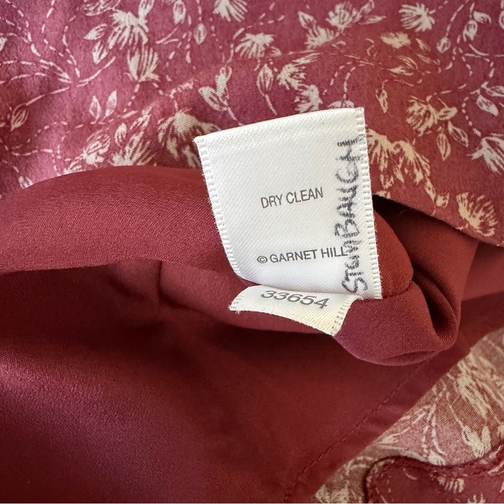 Garnet Hill Burgundy Floral V-Neck Babydoll Midi Dress Size 8 - Picture 14 of 14
